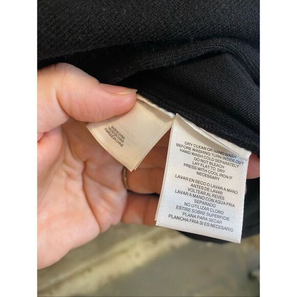 ANNE KLEIN • NWT • Black Oversized Batwing Turtleneck Sweater Fitted Multi Butto - Picture 10 of 12